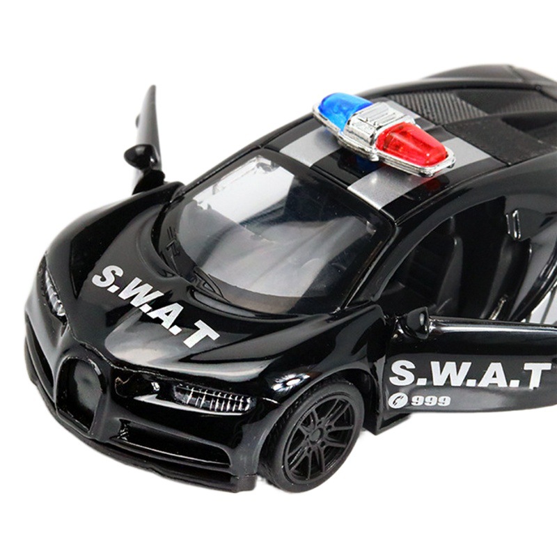 A granel 1:43 coche de policía modelo de coche de aleación coche para niños juguetes de coche se puede abrir puerta atrás máquina de garras adornos