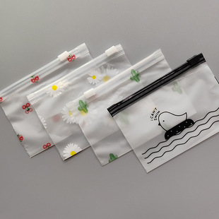 Daisy Frosted Zipper Bag Rubber Band Headband Waterproof Storage Bag Pull Ring Jewelry Packaging Bag Plastic Ziplock Bag