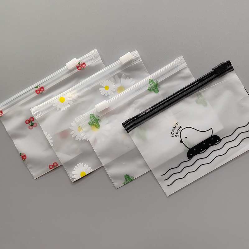 Daisy Frosted Zipper Bag Rubber Band Headband Waterproof Storage Bag Pull Ring Jewelry Packaging Bag Plastic Ziplock Bag