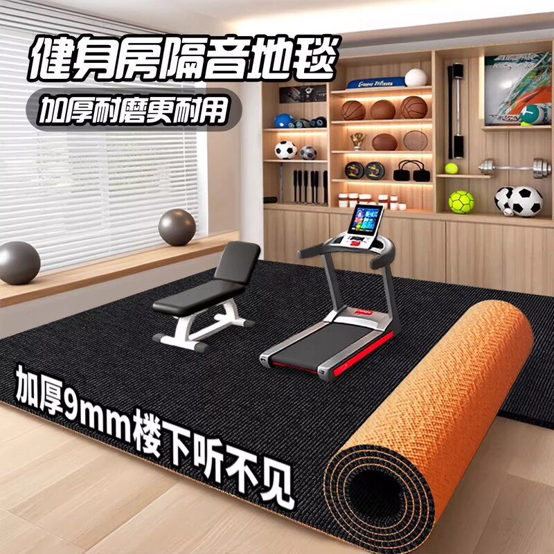 专业楼层隔音减震健身房舞蹈室加厚吸音地毯家用健身运动隔音地垫|undefined