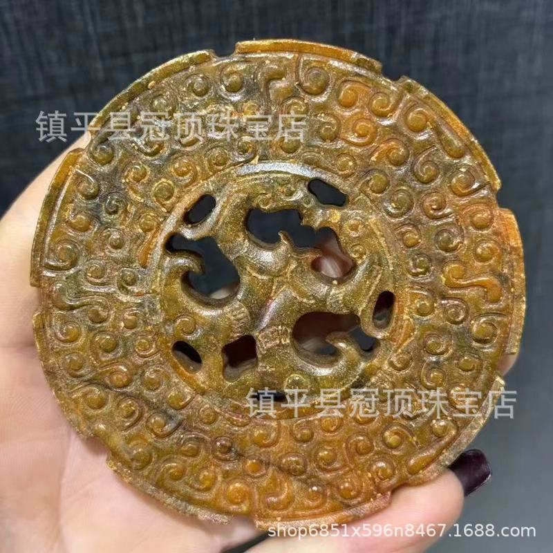 批发高古玉老玉岫玉高仿古董仿古玉器明清战汉岫玉做旧玉佩挂件|undefined