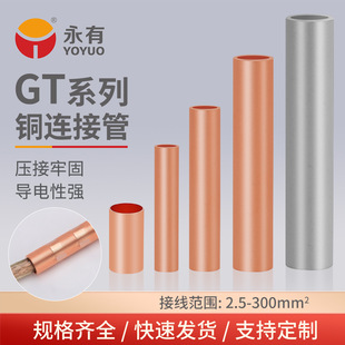 GT Copper Connecting Pipe Cable Intermediate Joint Straight Butt Terminal Tin Plated Copper Copper Pressure Line Tube Wire Connector