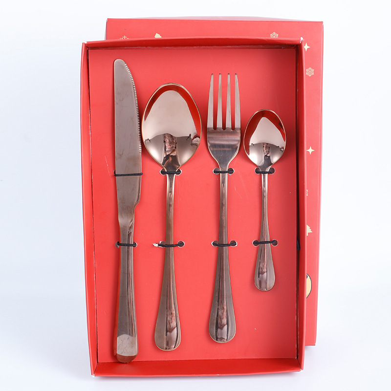 Caja de regalo de Navidad + conjunto de cuatro piezas de oro rosa_1