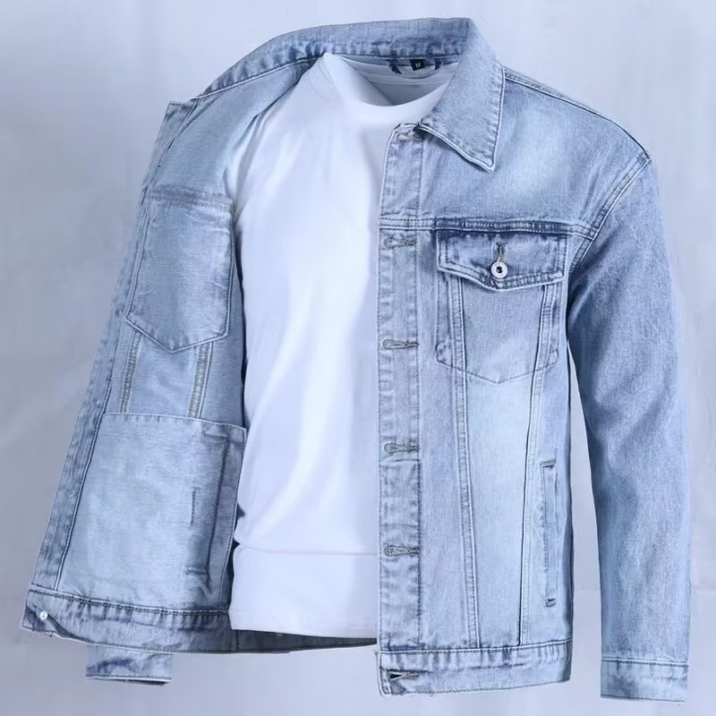 Men's Denim Clothes Slim-fit Jacket Retro Hong Kong Style Top All-match Jacket Spring and Autumn Foreign trade original order Spring Tooling Fashion Men's Denim Clothes Slim-fit Jacket Retro Hong Kong Style Top All-match Jacket Spring and Autumn Foreign trade original order Spring Tooling Fashion
