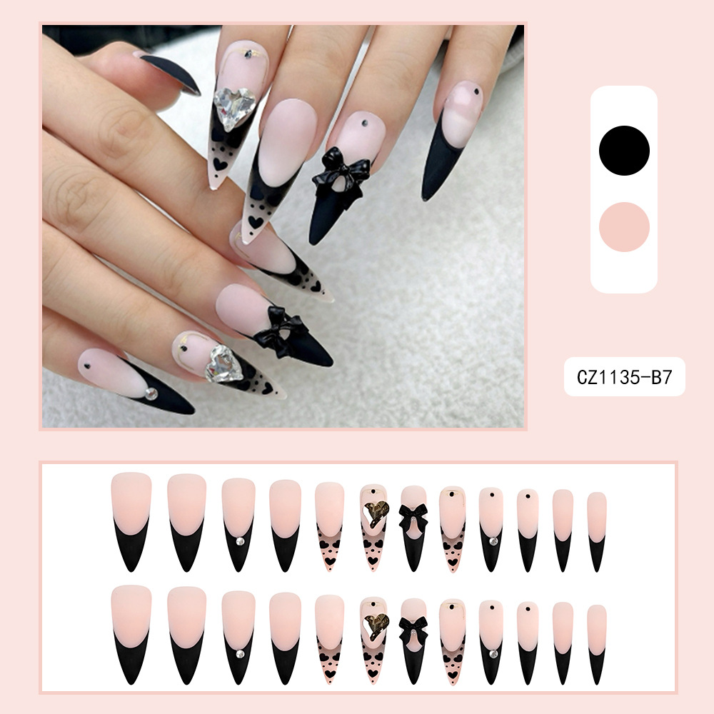 Nuevo parche de uñas falso parche de uñas desmontable mariposa perla diamante incrustado largo desgaste parche de uñas al por mayor ins