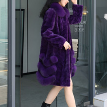 2025冬新款水貂大衣女真貂海宁狐狸毛领修身中长款貂皮草外套网红