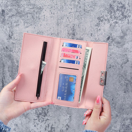 New long wallet for female students, fashionable and simple three-fold coin purse, large capacity, multi-functional card holder and wallet all in one