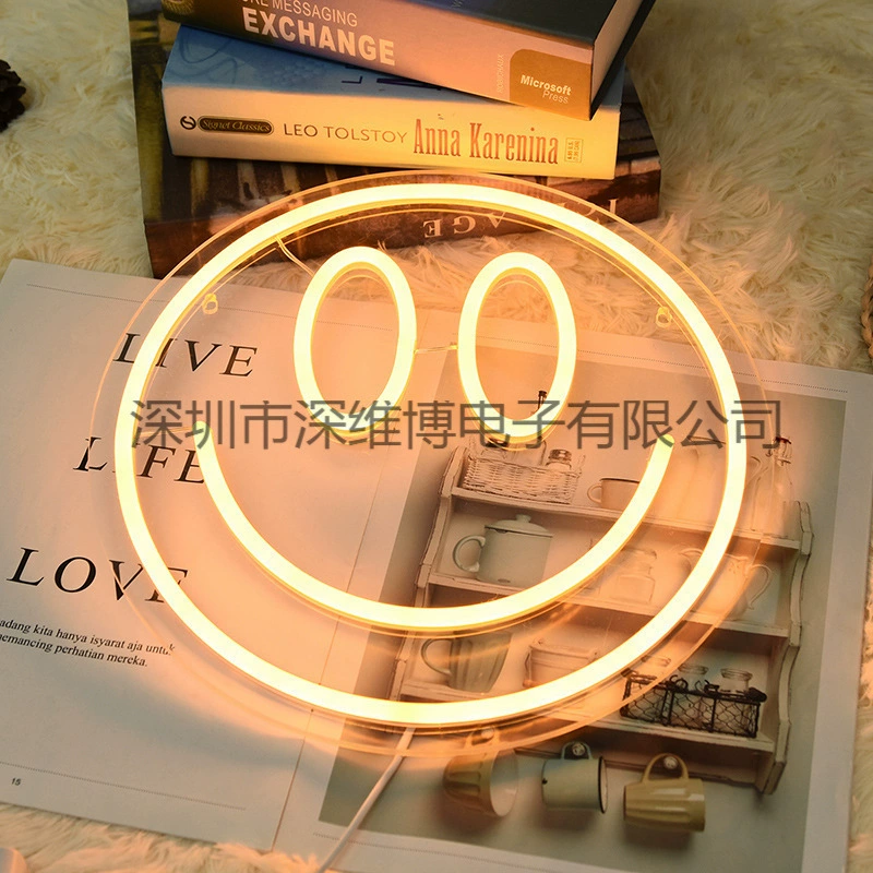 LED neon light acrylic back panel smiling face Amazon exclusive USB powered interior decoration light