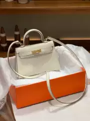 Genuine Leather Kelly Style Mini Handbag - Palm Grain, Trendy Crossbody & Shoulder Bag for Women