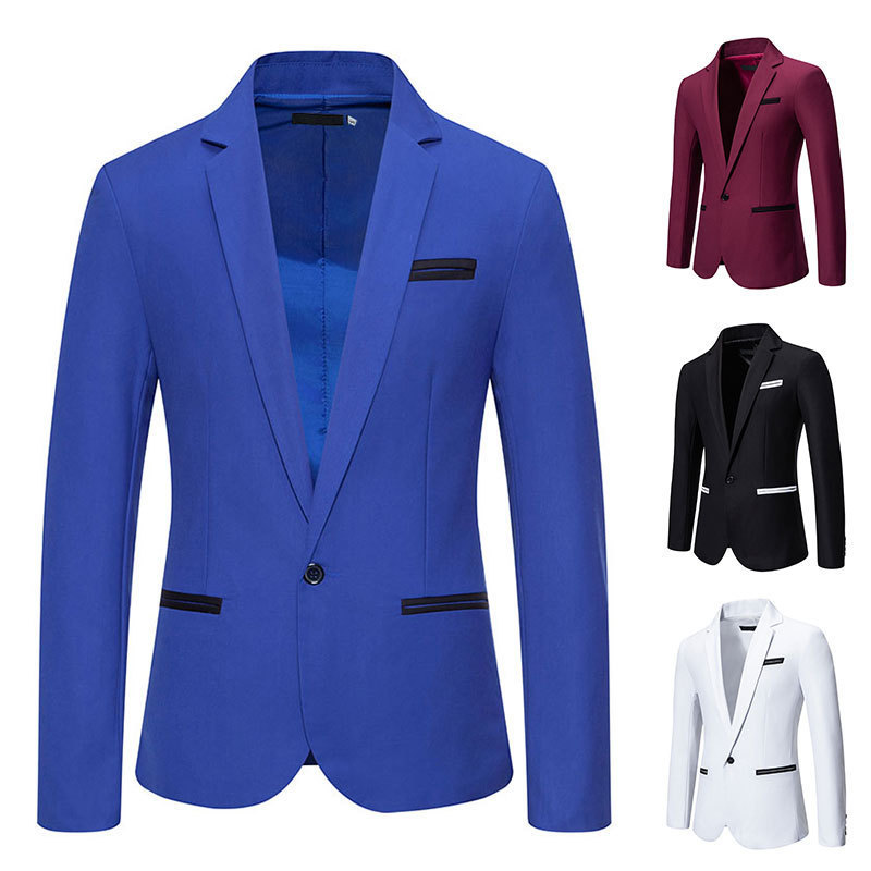 Amazon Spring and Autumn Men's Color Block Suit European Size Dress Casual Single-Breasted Suit Groomsman Jacket No-Iron Treatment Amazon Spring and Autumn Men's Color Block Suit European Size Dress Casual Single-Breasted Suit Groomsman Jacket No-Iron Treatment