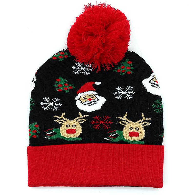 Fashion Contrast Color Jacquard Wool Ball Christmas Knitted Hat Woolen Hat Wholesale Nihaojewelry display picture 11