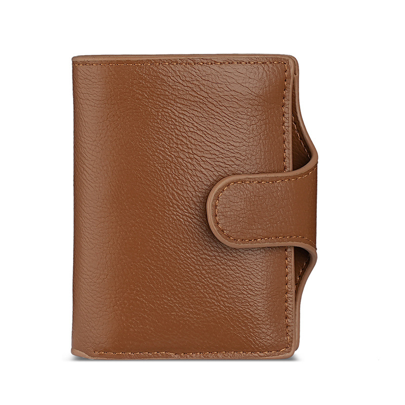 RFID anti-robo cepillo cartera multifuncional buckle mujer cartera PU doble metal cartera de hombre cartera de tarjetas cartera