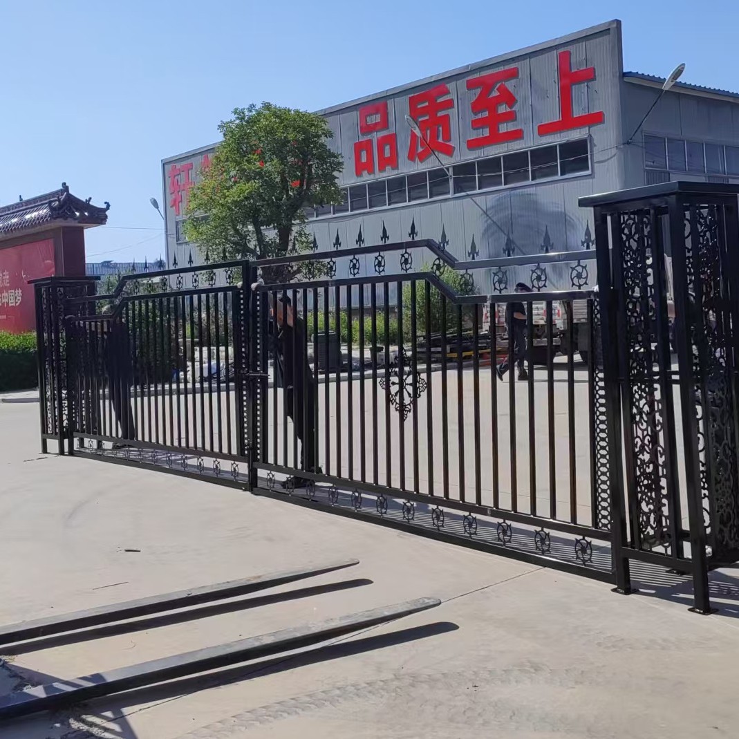 铁艺大门小区学校小区防生锈对开推拉电动农村自建房大门庭院大门