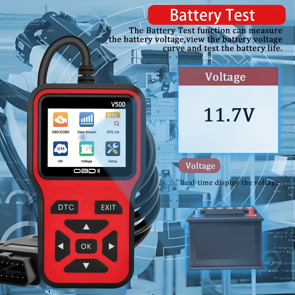 V500 Car Fault Detector Diagnostic Instrument Obd2 Decoder Eraser Universal Display Accurate Decoding