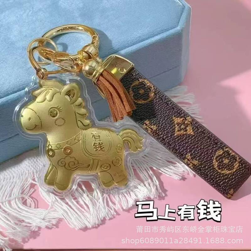 Gold 999 Pure Gold Get Rich Immediately Keychain Pony Pendant Cartoon Kuromi Doraemon Bag Pendant