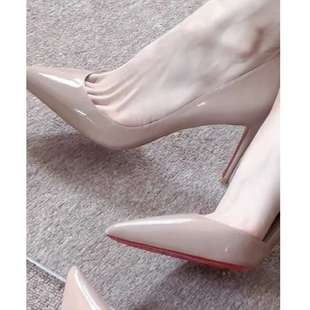 Nude Red-Soled High-Heeled Shoes with a Sense of Design and Temperament, Side Hollow Shoes for Women, Stiletto Heels, French Sandals for Women