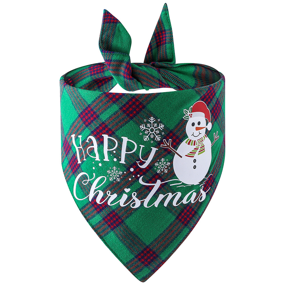 Original transfronterizo nuevo algodón a cuadros mascota triángulo bufanda perro bufanda Navidad mascota saliva toalla mascota bufanda