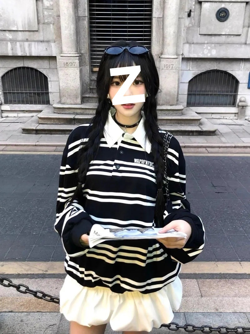 韩系学院风POLO领长袖t恤女2025秋冬季新款穿搭慵懒风百搭上衣ins