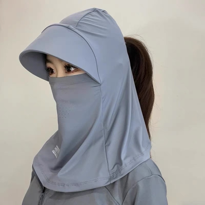 全脸遮阳帽子女夏季防晒帽防紫外线户外骑行女面纱护颈面罩太阳帽|undefined