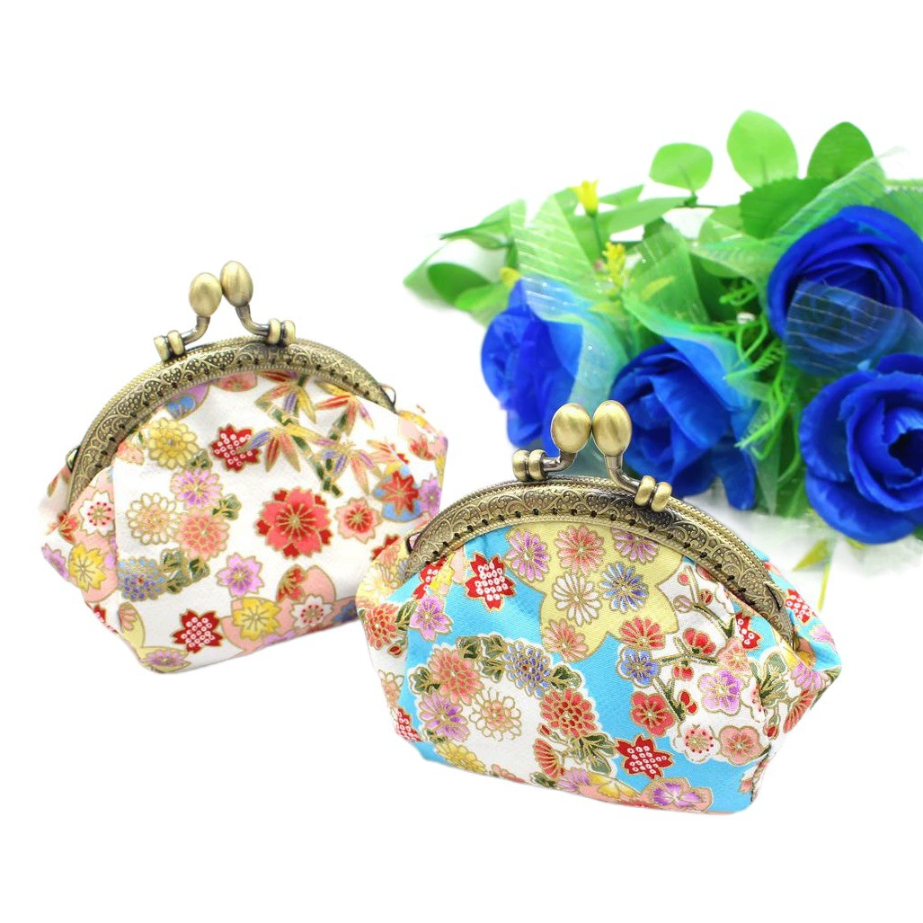 Японский принт ручной работы губы золотой мешок ткань портмоне женская маленькая косметичка рот красный конверт сумка для ключей оптом