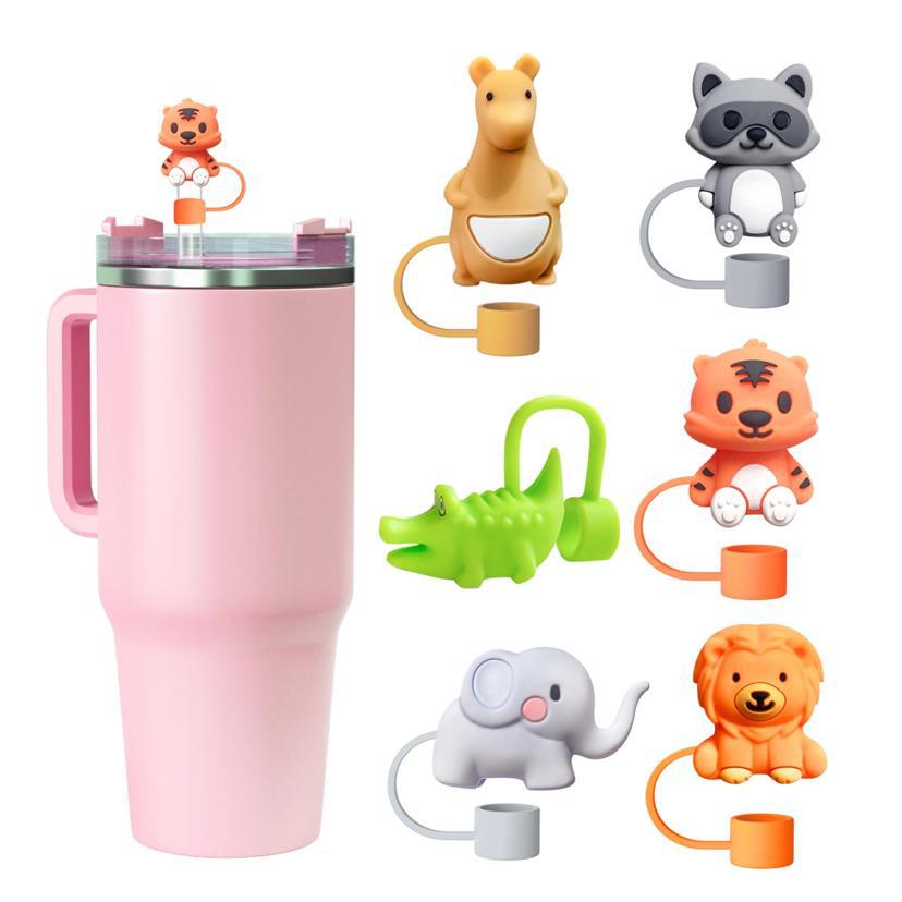 Silicone cartoon cute straw with animals