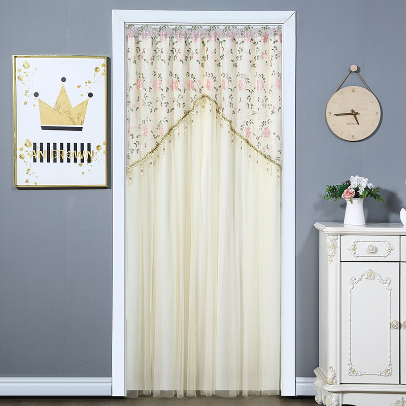 No-Drill Lace Door Curtain Bedroom Partition Curtain Home Mosquito Net Curtain Ins-Style Decorative Curtain New Model Privacy Protection Free Shipping