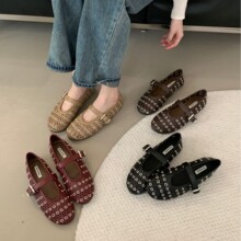 2025春夏芭蕾舞鞋女玛丽珍鞋女平底柳钉网眼一字扣小众镂空鞋凉鞋