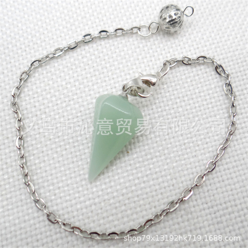 Venta caliente ágata natural cristal piedra preciosa cono hexágono cono colgante DIY cristal colgante espíritu péndulo