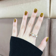 D39抹茶青檸短款純色美甲成品透色穿戴甲無摺痕假指甲軟甲片代發