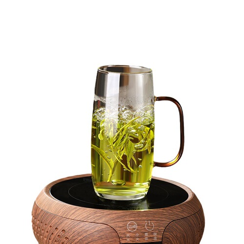 Glass thickened heat-resistant green tea cup for men, special tea cup with handle, office drinking cup