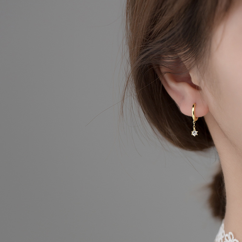 Eloch s925 plata coreana simple perforación de orejas corta para mujeres pequeñas aretes de orejas de temperamento redondo aretes G5925