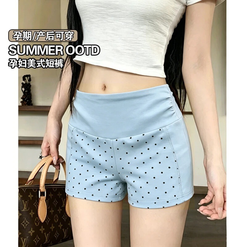 Maternity Shorts 2026 Summer Thin American Style High-Waisted Polka Dot Sporty Slimming Versatile Casual Pants for Outdoor Wear Maternity Shorts 2026 Summer Thin American Style High-Waisted Polka Dot Sporty Slimming Versatile Casual Pants for Outdoor Wear
