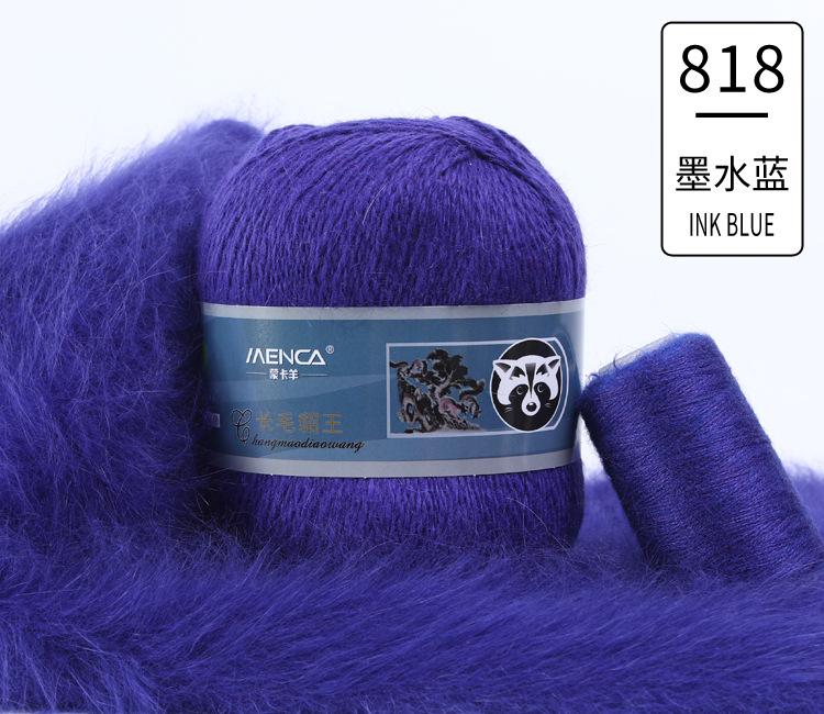 Hilo de lana de visón de lana larga Monopolio de la marca MENCA Hilo de lana de conejo de Angora Hilo de punto hecho a mano de 2 hilos