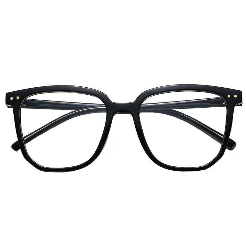 Net Red With The Same Transparent Glasses Square Frame Myopia Men And Women Flat Light Big Round Face Anti-radiation Thin Blue Eye Frame