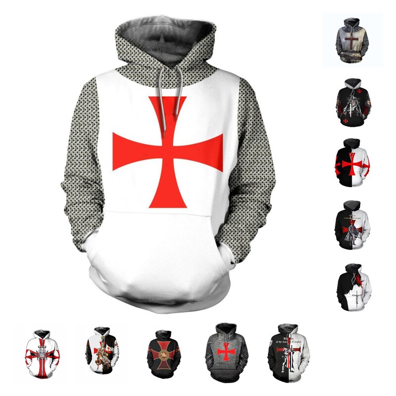 Spot COSPLAY Two-dimensional Knights Templar Series Peripheral 3D Digital Printing Hooded Jacket