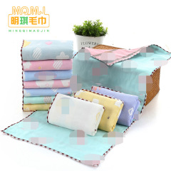 Factory Wholesale 100% Cotton 6-Layer Gauze Face Towel 35*75 Adult Face Towel Home Use Embroidered Cartoon Towel