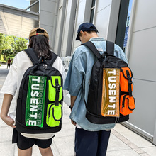 潮酷新款球桶运动双肩包欧美时尚大容量户外登山包设计感旅行包