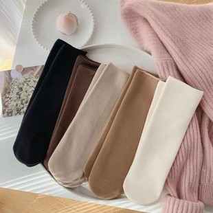 Snow socks earth color children's autumn and winter thick long tube vertical straight plate fleece-lined moon socks warm floor socks