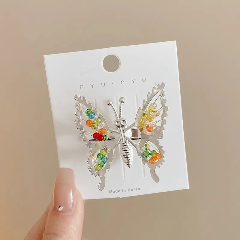 【银镶珠】合金蝴蝶发夹