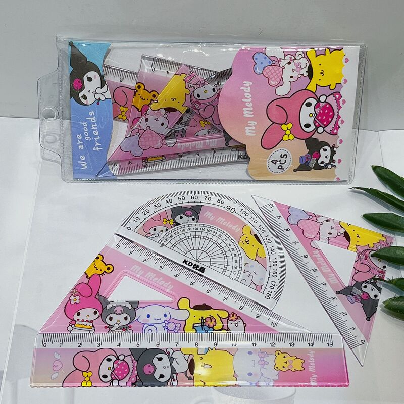Cute cartoon sanliou ruler set cute loromi student compasses ruler set suit triangle ruler protractor 7 pieces