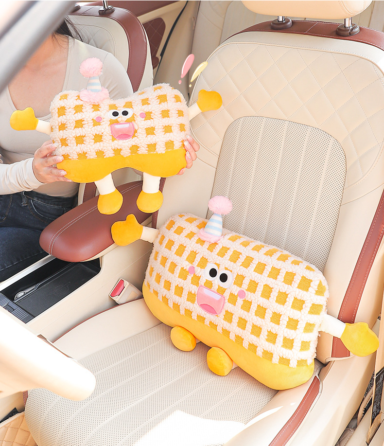 Cartoon car lumbar support, creative and cute car lumbar cushion for girls, car pillow and lumbar support, car interior accessories for women