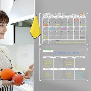 Cross-border Transparent Acrylic Writing Board Magnetic Refrigerator Sticker Message Board Erasable Note Board