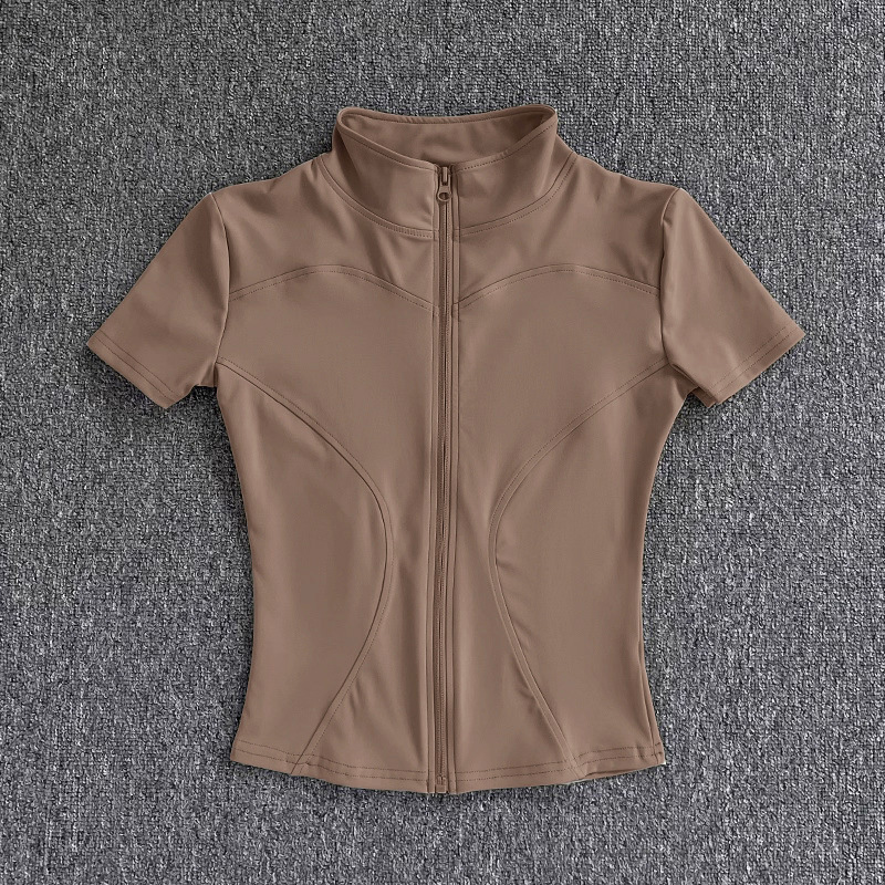 Yoga Clothing for Women, New Summer Style Tight-Fitting T-Shirt, Sports Short-Sleeved Zipper Top, Professional Running, Pilates, Fitness Clothing