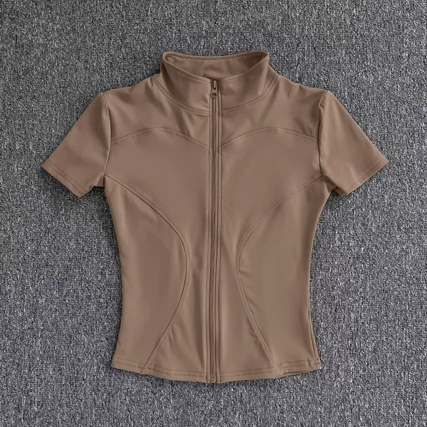 Yoga Clothing for Women, New Summer Style Tight-Fitting T-Shirt, Sports Short-Sleeved Zipper Top, Professional Running, Pilates, Fitness Clothing