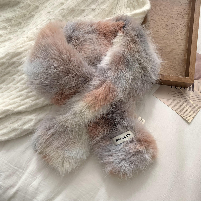 Ins mujer imitación de visón pelo cruzado perezoso cuello de peluche invierno suave imitación de piel coreana lindo peludo babillo
