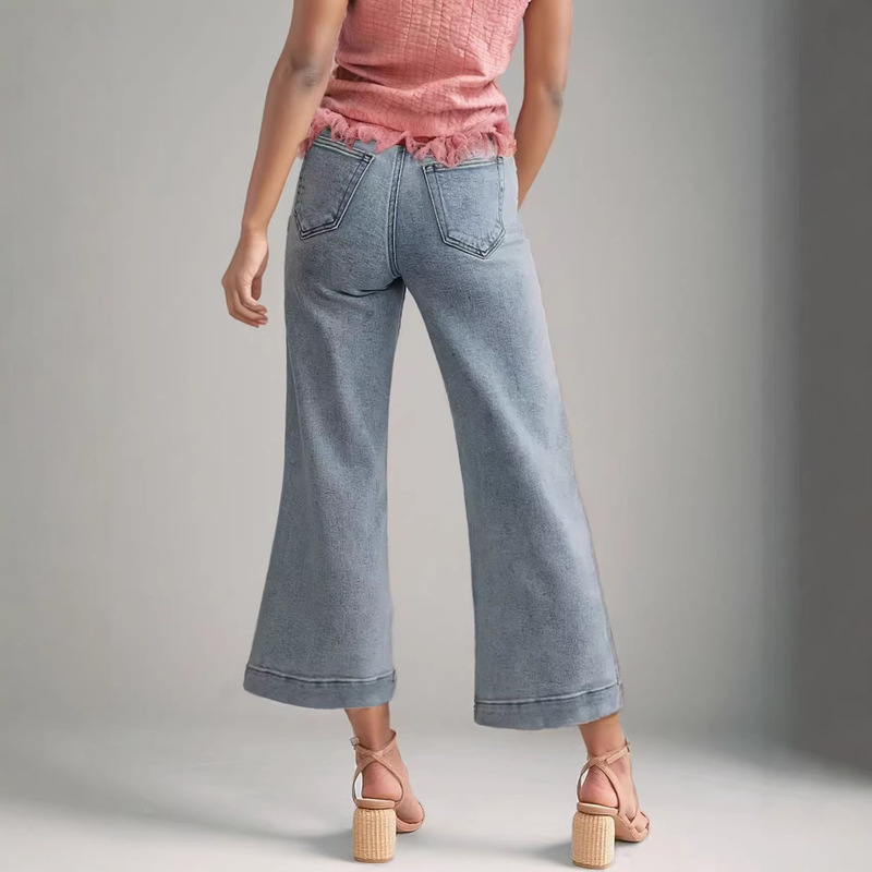 New Cross-Border Amazon Best-Selling Model in Europe and America 82466 # Women's Slim Fit Versatile Straight Leg 8/10 Length Jeans