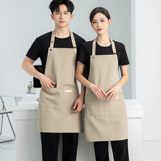 定制logo帆布围裙防水餐饮奶茶咖啡店服务员工作服围腰