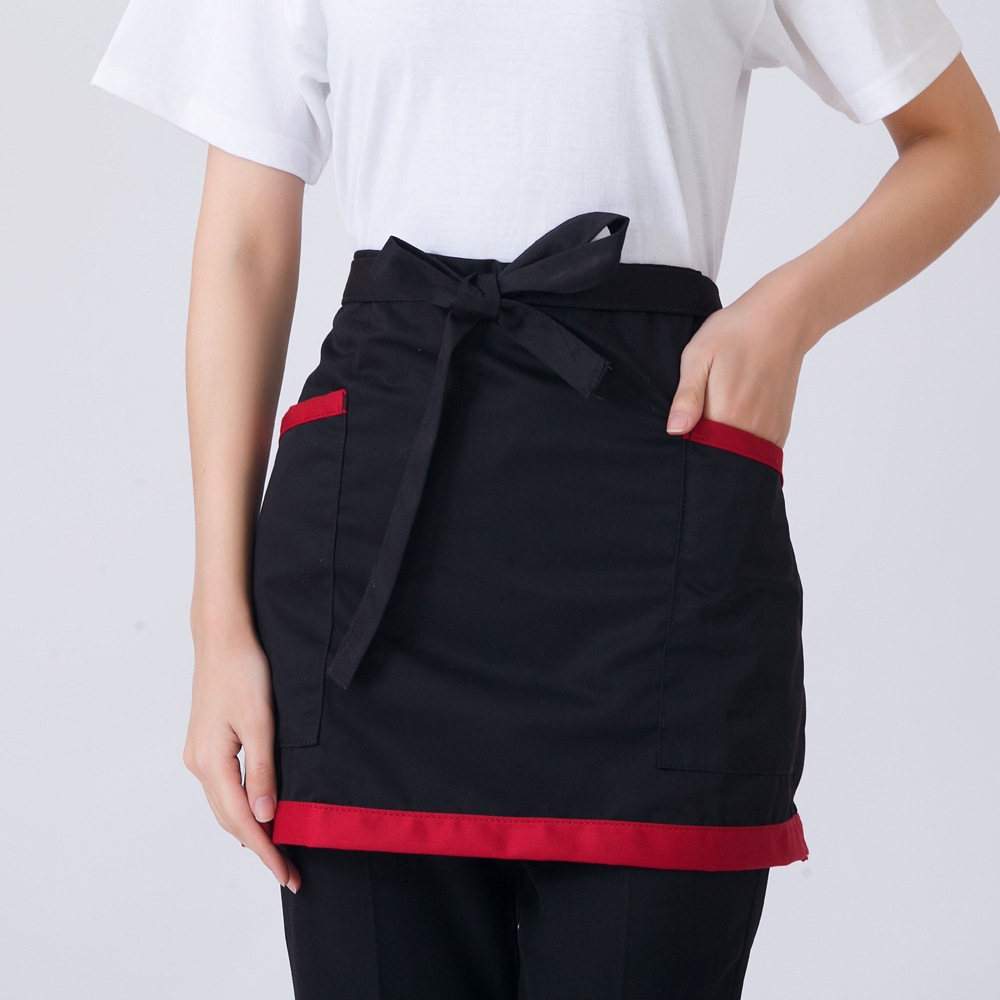Delantal corto, estilo simple, uniforme de trabajo para camareros de restaurante, universal para hoteles y salones de té, con logo impreso y bordado