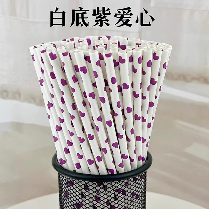 Gran cantidad en stock paja de papel desechable al por mayor paja de papel degradable paja de la serie púrpura
