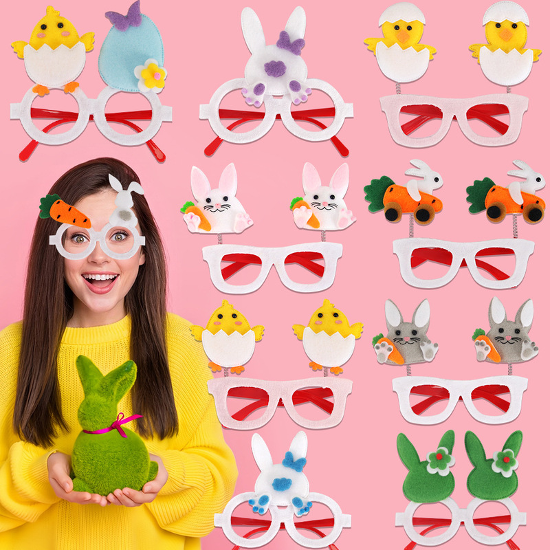 New Easter Glasses Chick Bunny Egg Shape Adult Children Party Cartoon Decoration Photo Glasses Frame